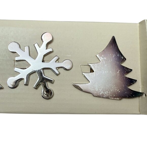 PIER 1 IMPORTS Christmas Napkin Rings Set of 4 Silverplate Holiday Motifs - Picture 3 of 8